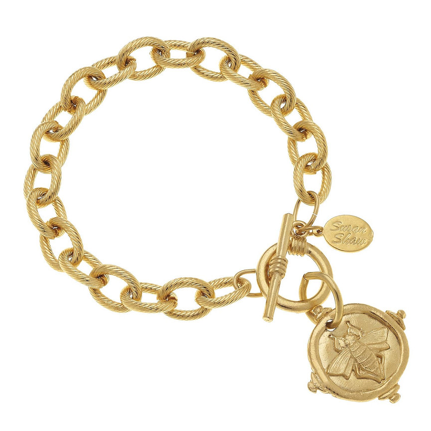 Gold Intaglio Bee Bracelet