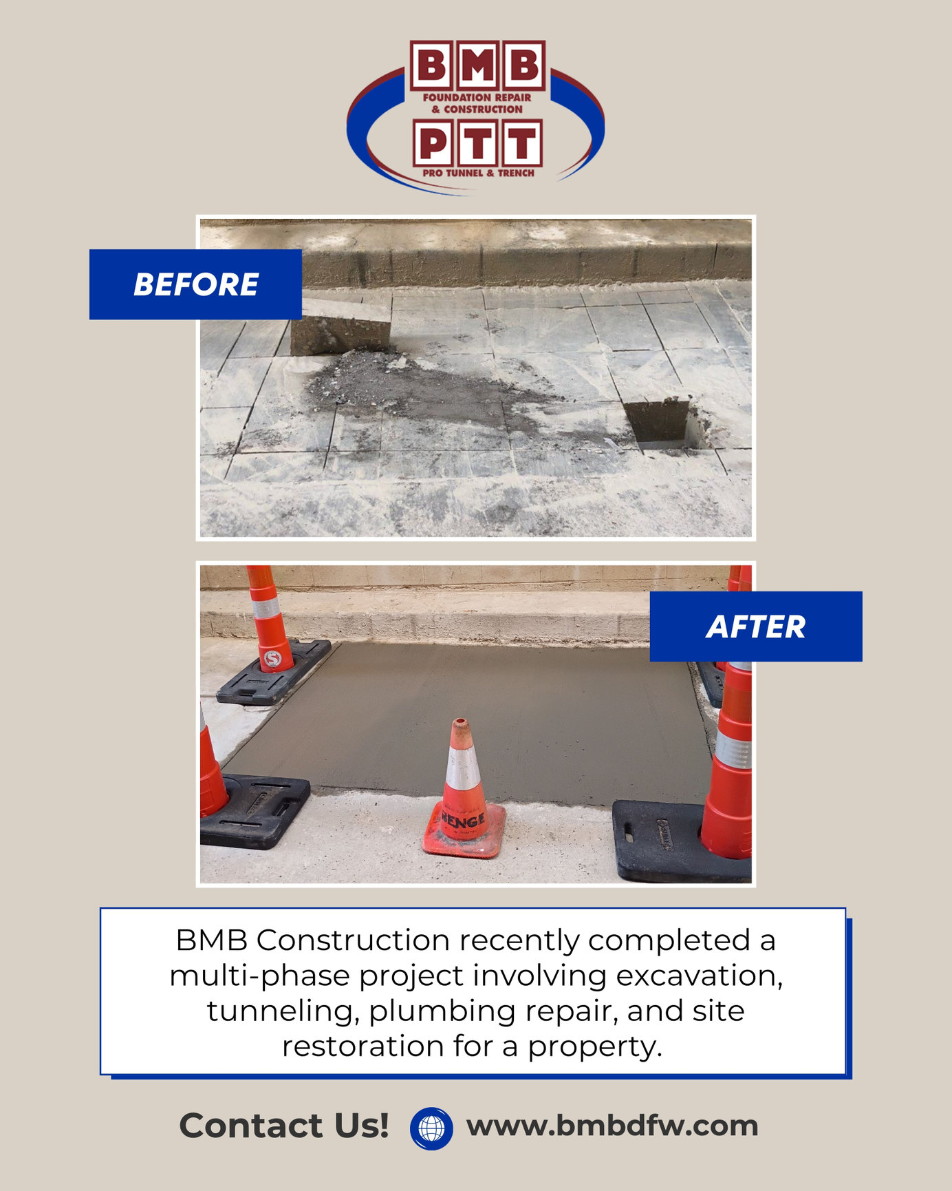 Excavation & Tunneling Plumbing Repair DFW | BMB Construction