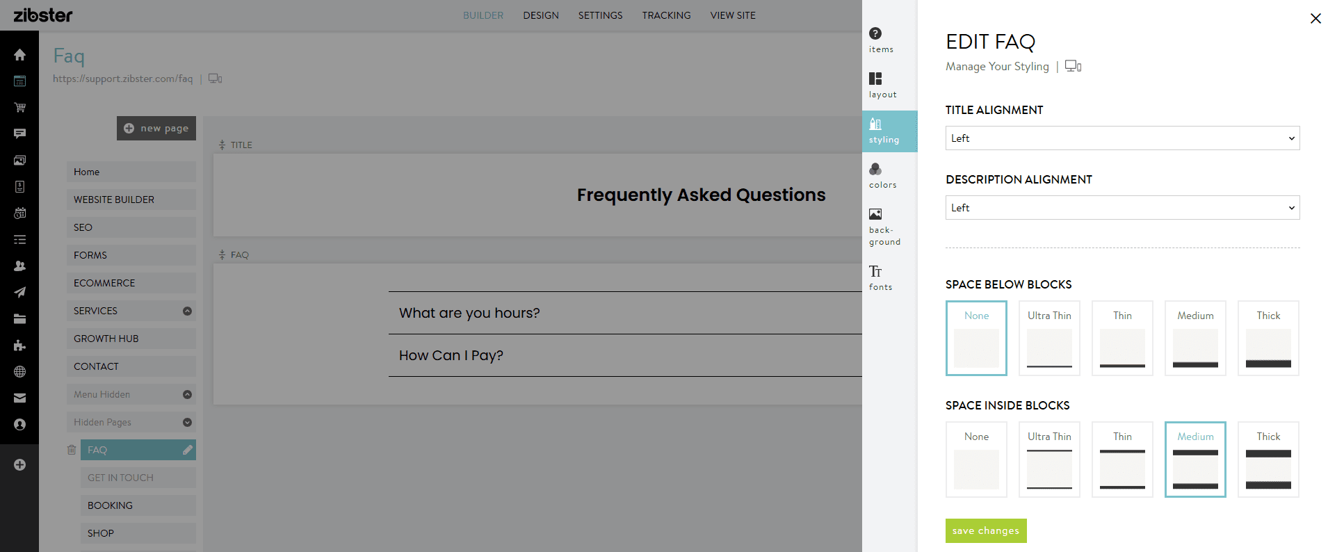 How To Use FAQ Blocks - Zibster Knowledge Base