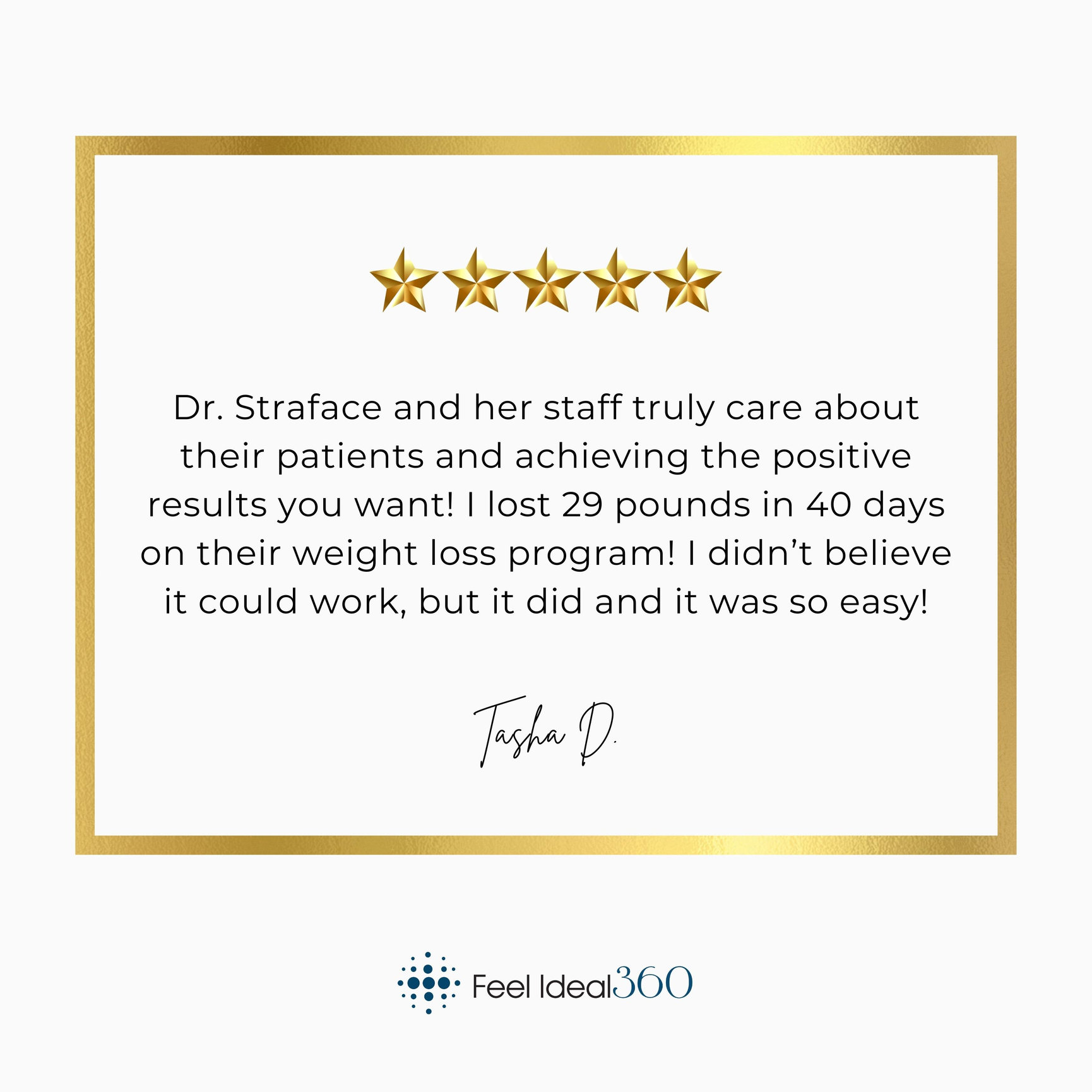 Weight Loss Client Testimonial Feel Ideal 360 Med Spa Southlake Tx