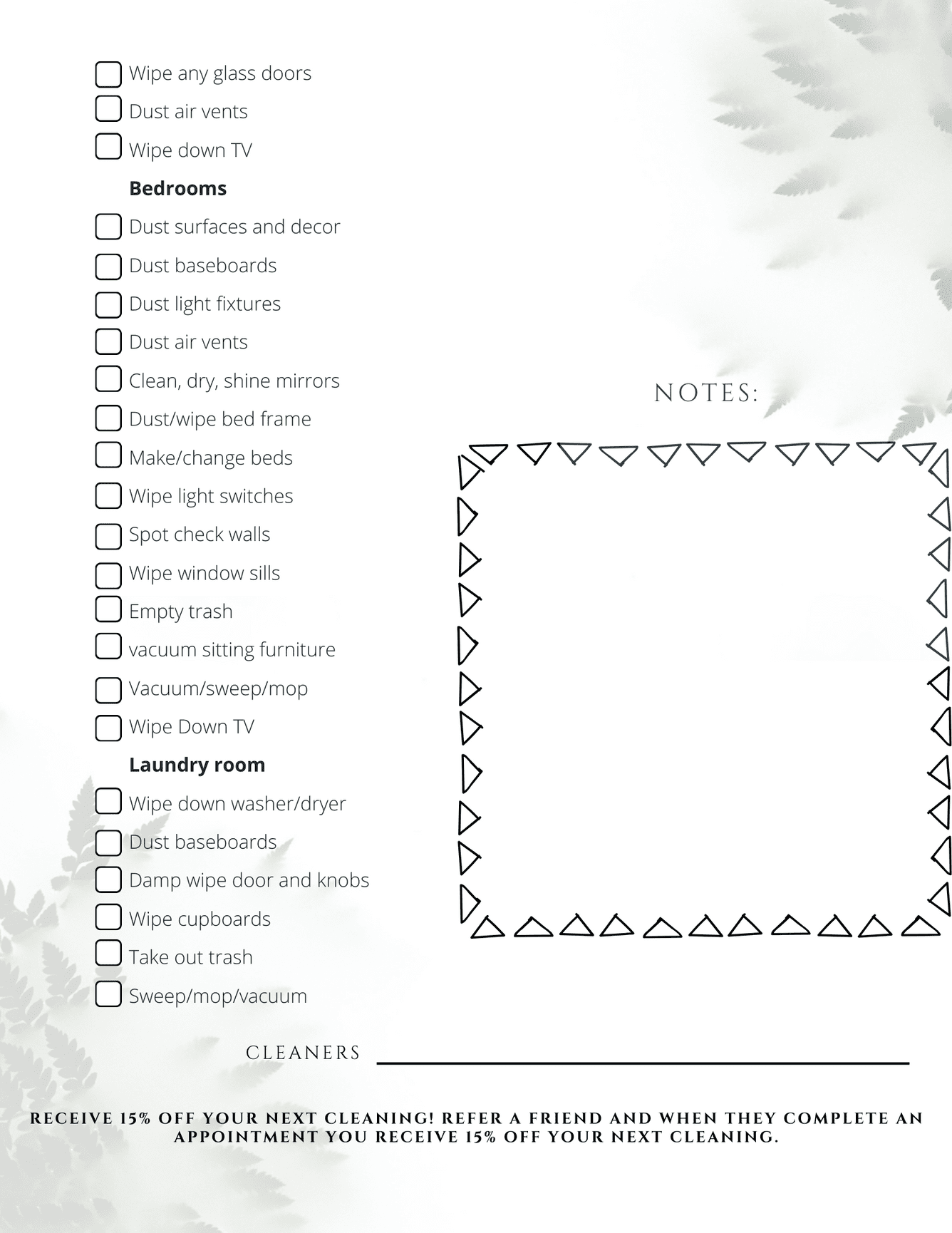 CHECKLIST - Chic Cleaning Services